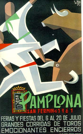 Official San Fermín 1961 cartel poster