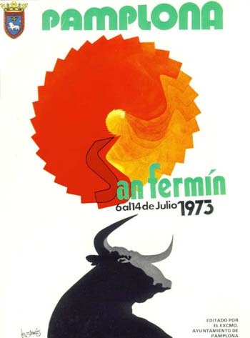 Official San Fermín 1973 cartel poster