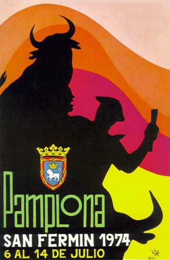 Official San Fermín 1974 cartel poster