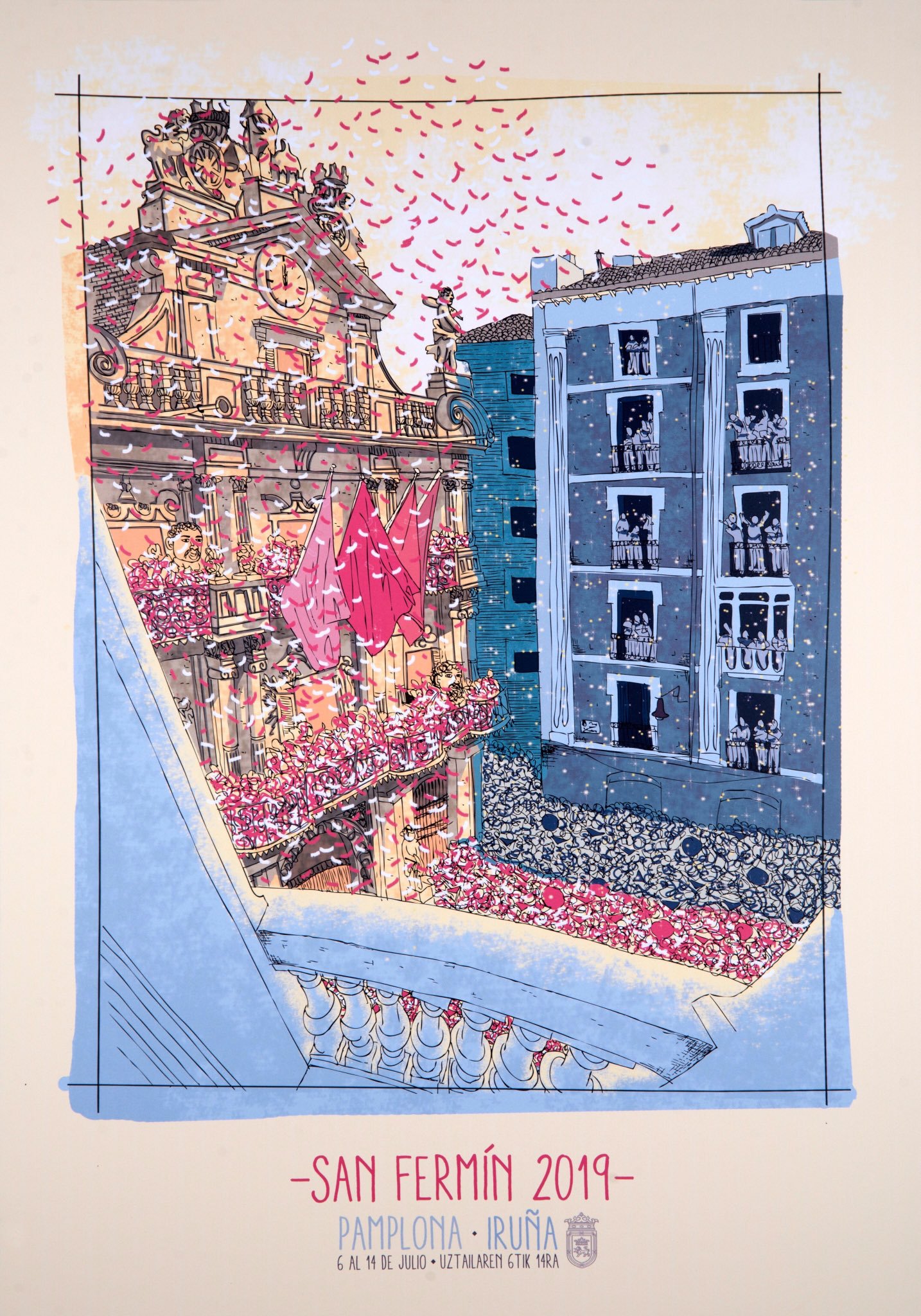 Cartel de San Fermín 2019: Ayer soñé con un 6 de julio, by Edurne Taínta Balda