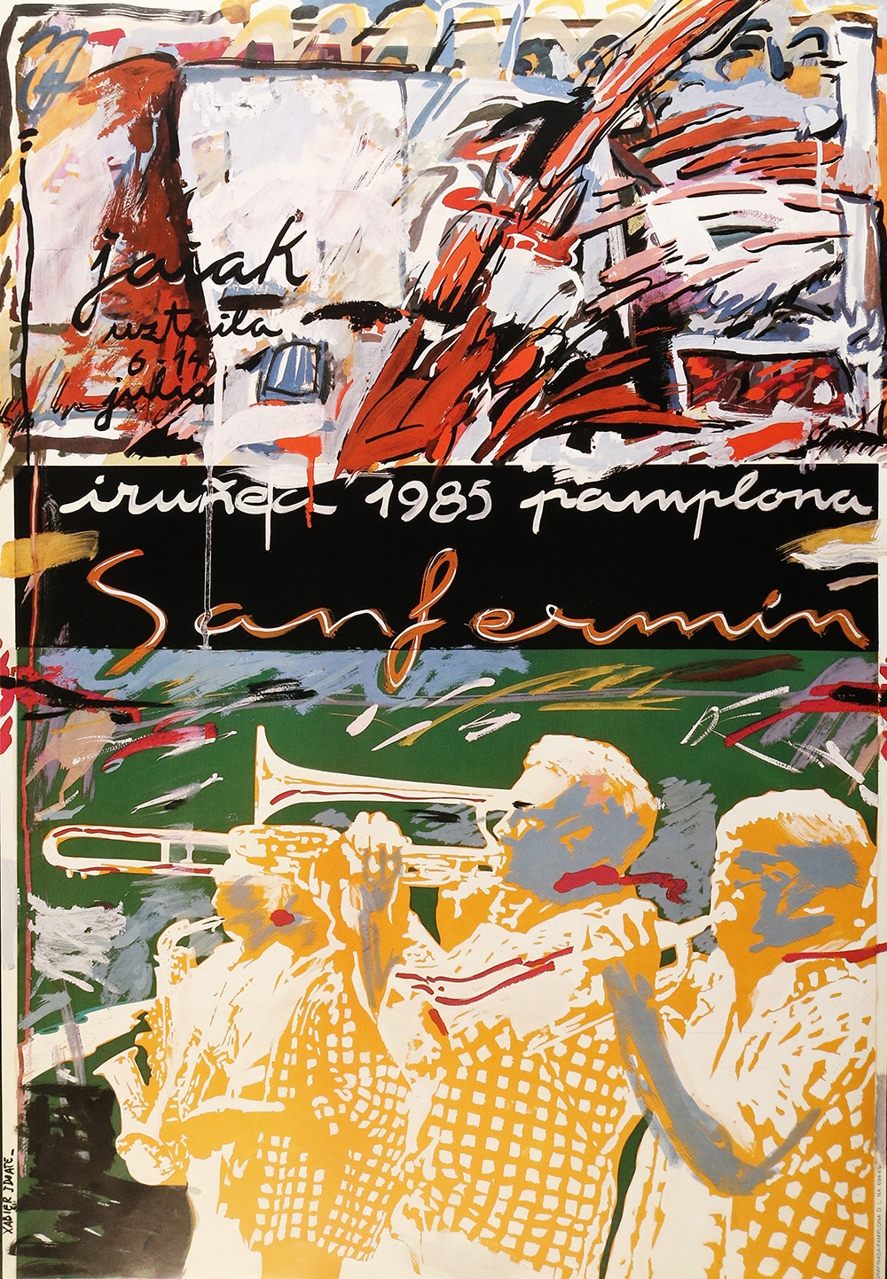 Cartel de San Fermín 1985 por Xabier Idoate Iribarren