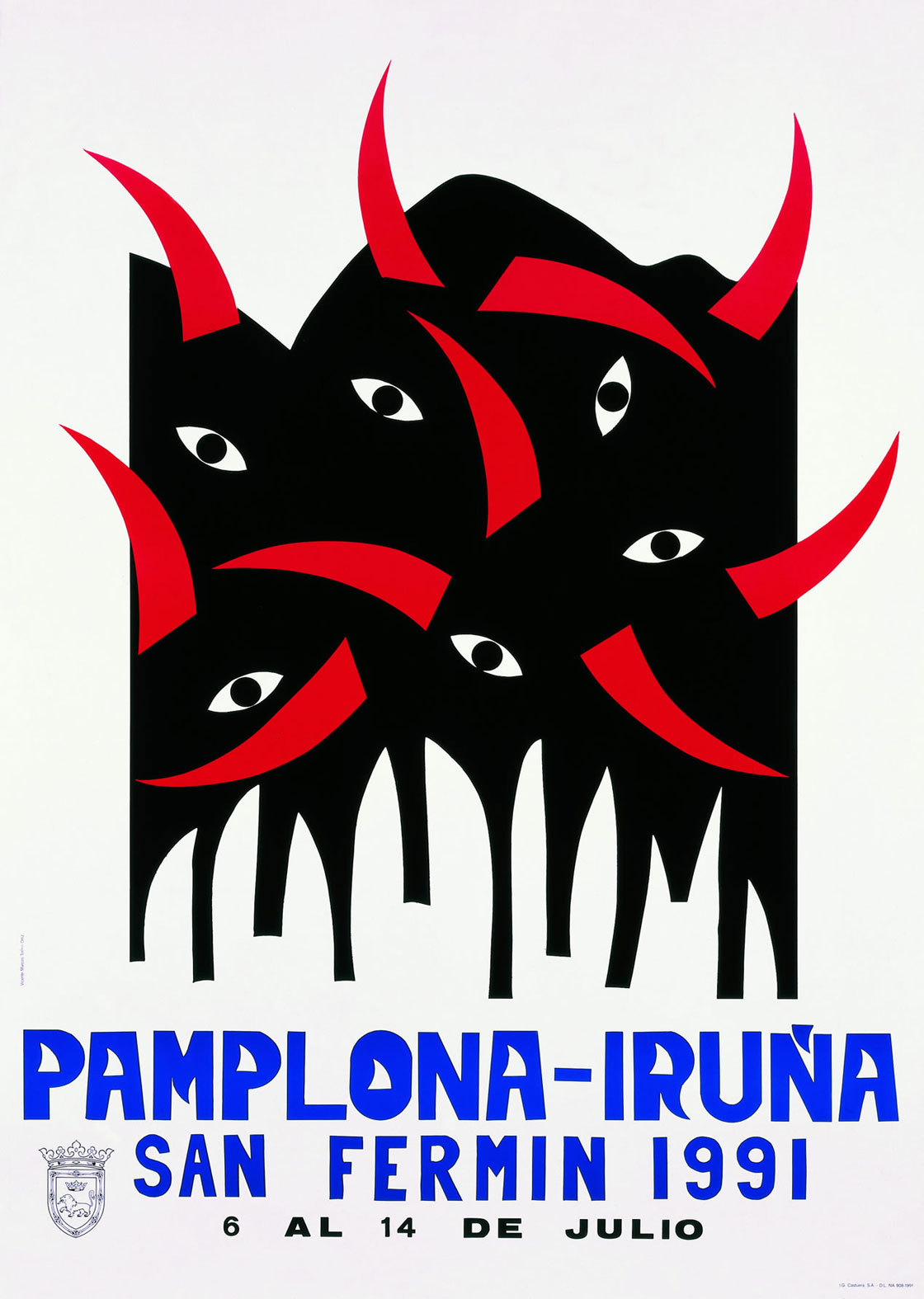 Cartel de San Fermín 1991 por Vicente Marcos Ortiz