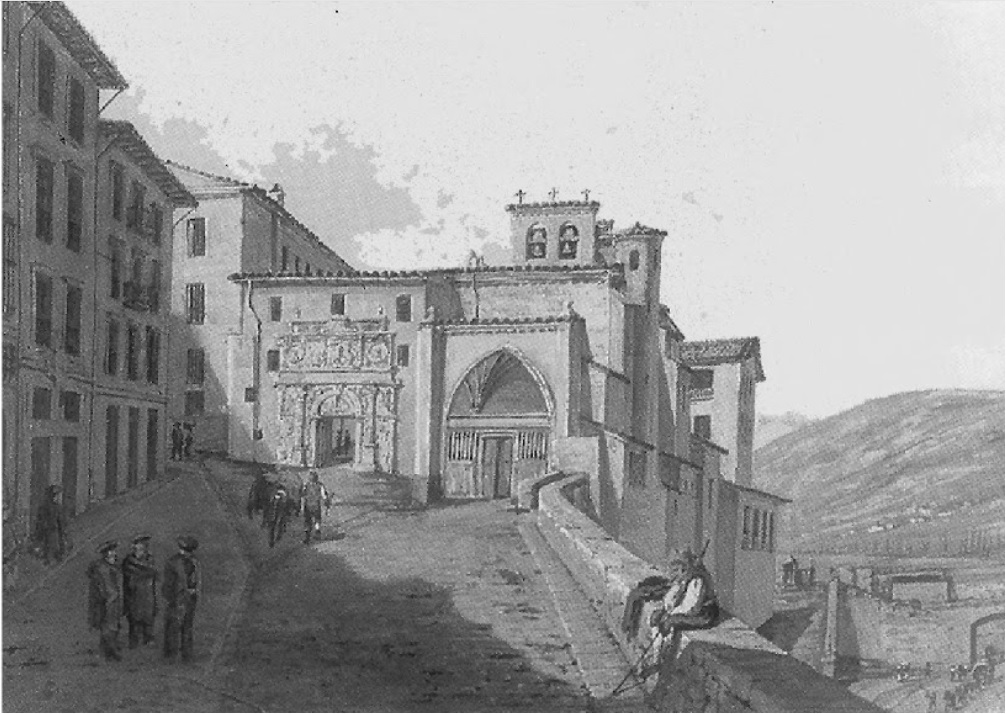 Cuesta de Santo Domingo street in Pamplona, 19th century photograph