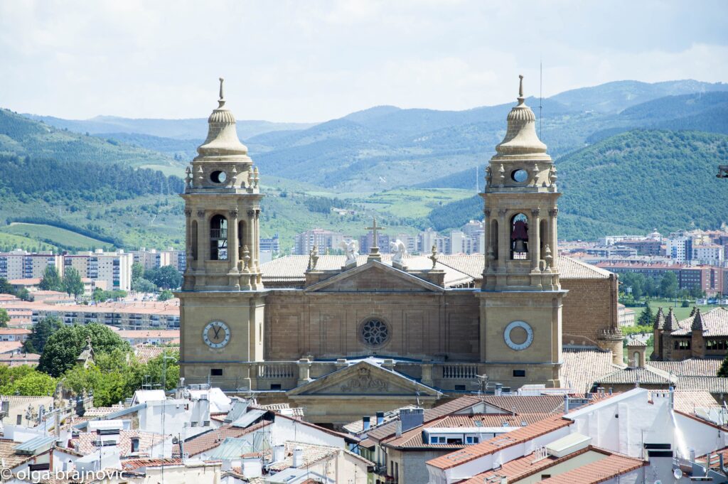 Rooftops of Pamplona's Casco Viejo old town near the San Fermín encierro route