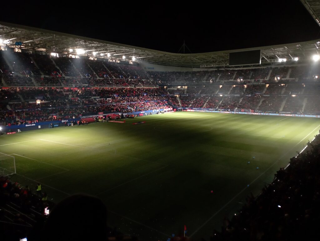 El Sadar stadium pitch in Pamplona, home ground of CA Osasuna