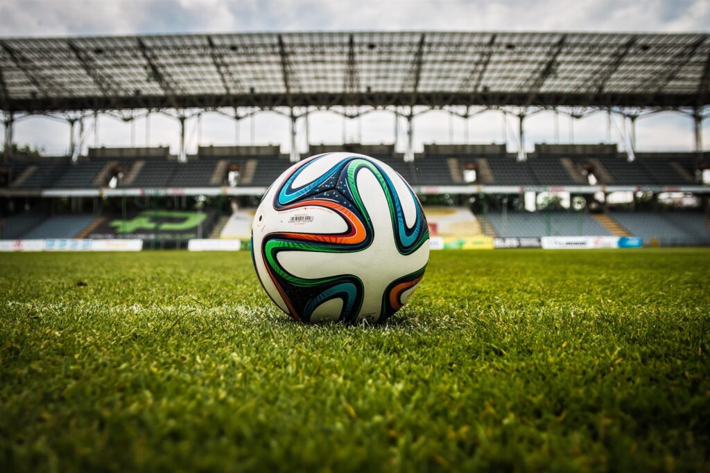 Soccer ball on a green field, Navarra region football culture
