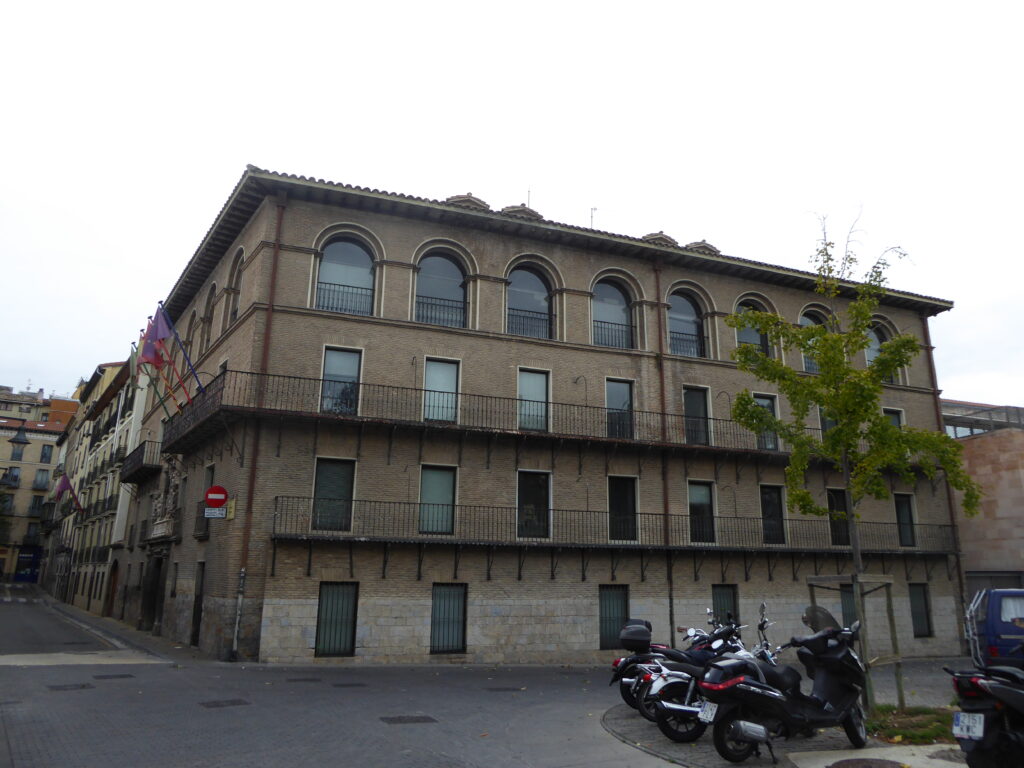 Calle del Mercado in Pamplona, where Peña Irrintzi's Struendo gathers each San Fermín