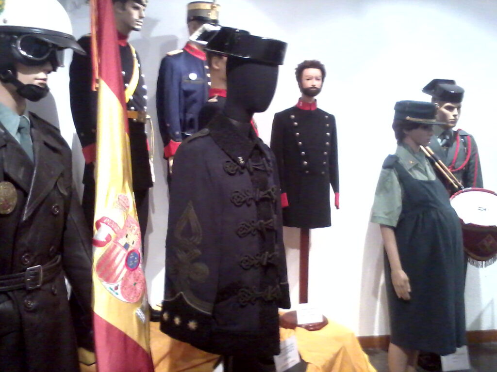 Historic Guardia Civil uniforms including the tricorne hat, one of Pamplona police forces during San Fermin