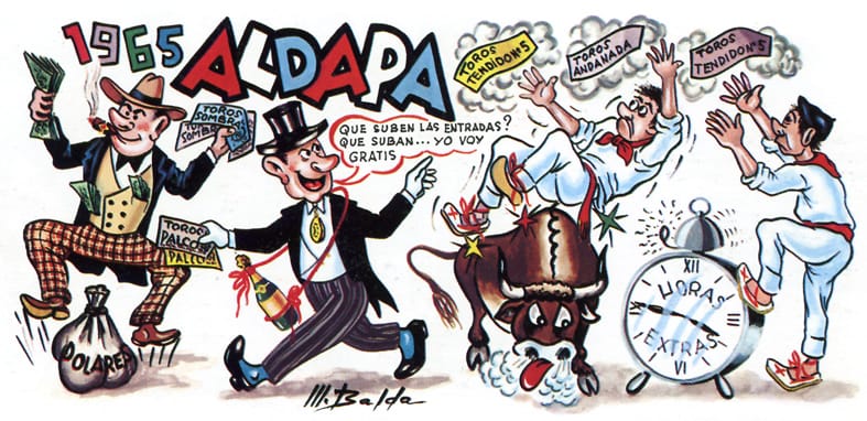Peña Aldapa's 1965 fiesta pancarta banner, Pamplona San Fermín