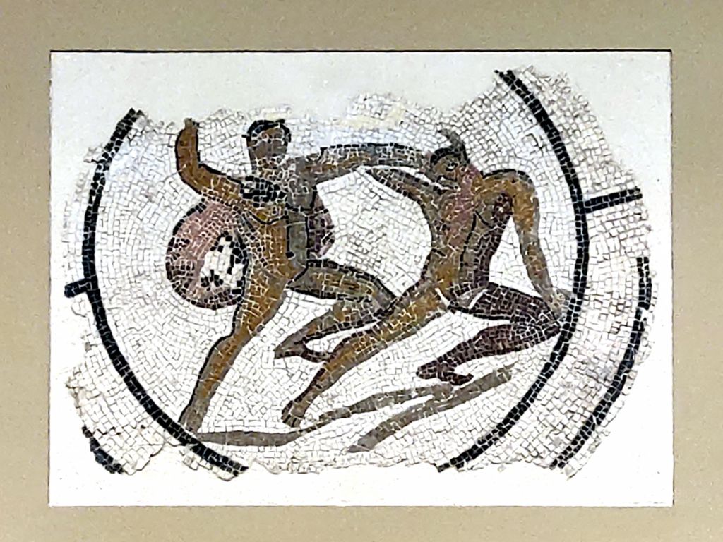Roman mosaic of Theseus and the Minotaur from Pompaelo, Museo de Navarra, Pamplona