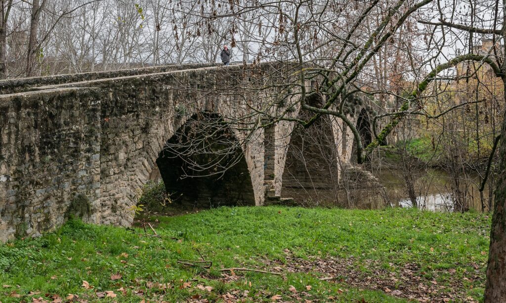 Puente de la Magdalena, the medieval pilgrim bridge over the Arga river in Pamplona