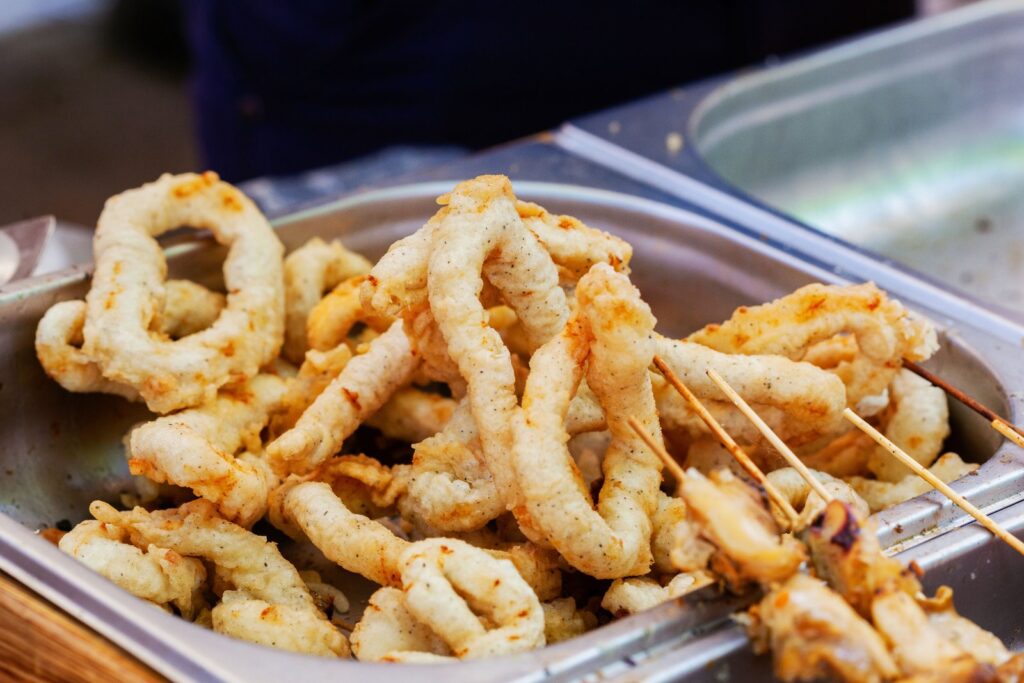 Fried squid rings, the rabas and calamares a la romana served in Pamplona bars