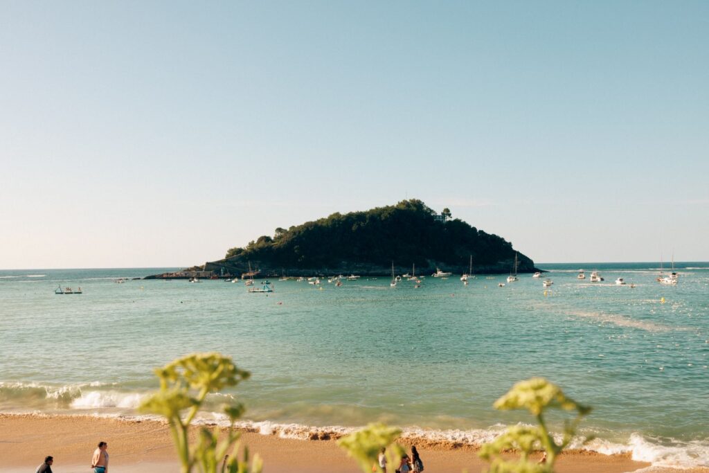 La Concha bay and beach in San Sebastian Donostia at evening