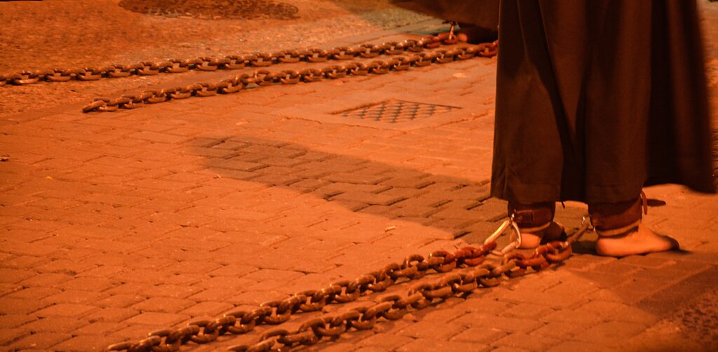 Baroque Holy Week Passion procession through the streets of Corella, Navarra