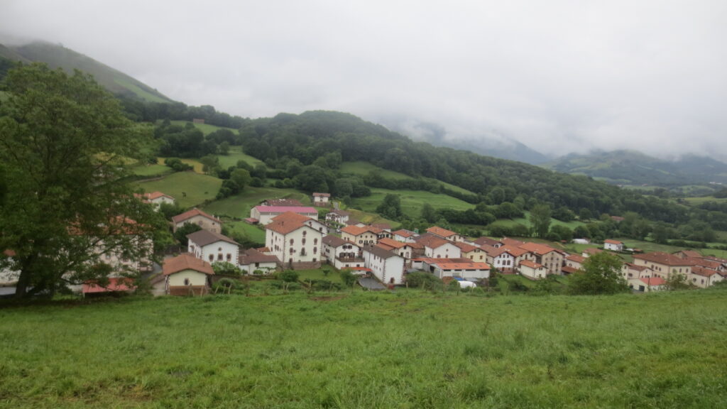 View of Amaiur village in the Valle de Baztan, Navarra, seen from the ruined castle